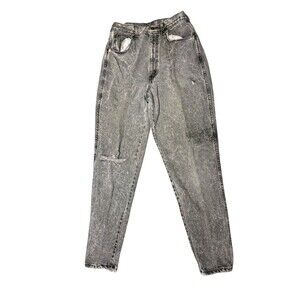 Chic Jeans High Waist Mom Distressed Black Acid Wash Vintage 90's Retro 14